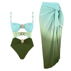 Off Shoulder Patchwork Belted One Piece Swimsuit With Cover Up for Beachside