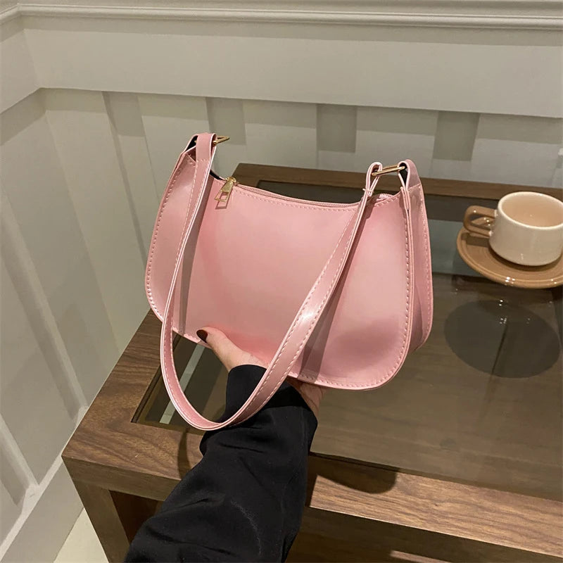 Retro Solid PU Leather Shoulder Bag For Women Chic Casual Hobo