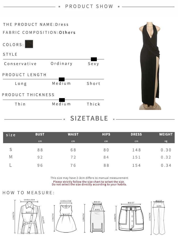 Elegant Halter Backless Maxi Dress With Deep V Neck And High Slit