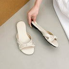 Butterfly Knot Open Toe Slides For Women Non Slip Flats
