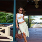 Soft Ruffle High Waist Midi Skirt With Asymmetrical Hem