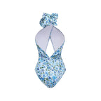 3D Flower Cutout One Piece Swimsuit With Skirt Push Up Slimming Beachwear