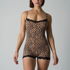 Animal Print Lace Suspender Jumpsuits For Women