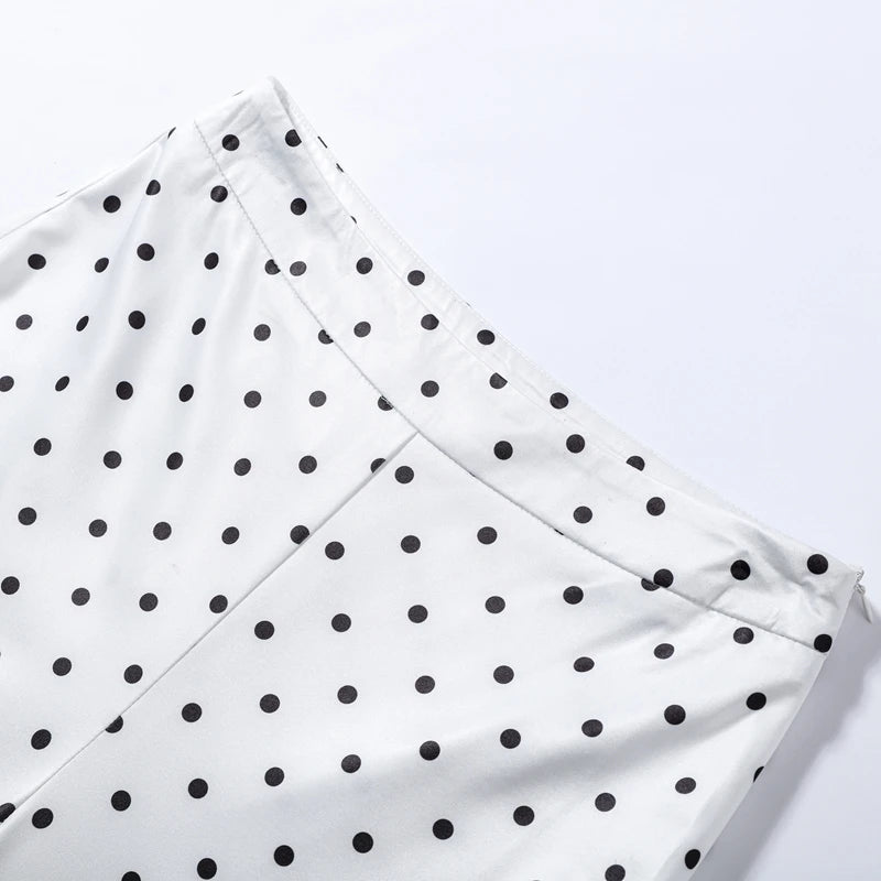 White With Black Dots Halter Top And Vest Capri Pants Set Two Piece