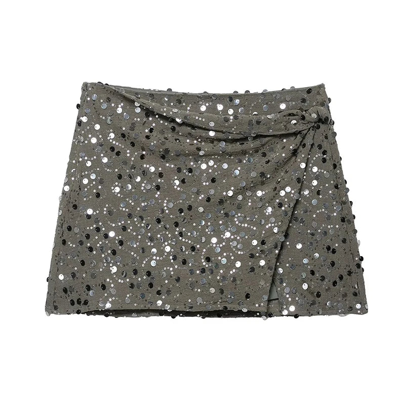Glam Sequin High Waisted Mini Skirt