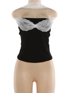 Punk Patchwork Mesh Halter Tank Top Y2K Vibe With Lace Up Details