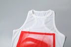 Lip Print Women Long Thin O-neck Sleeveless