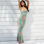 Backless Dress With Spaghetti Strap And V Neck