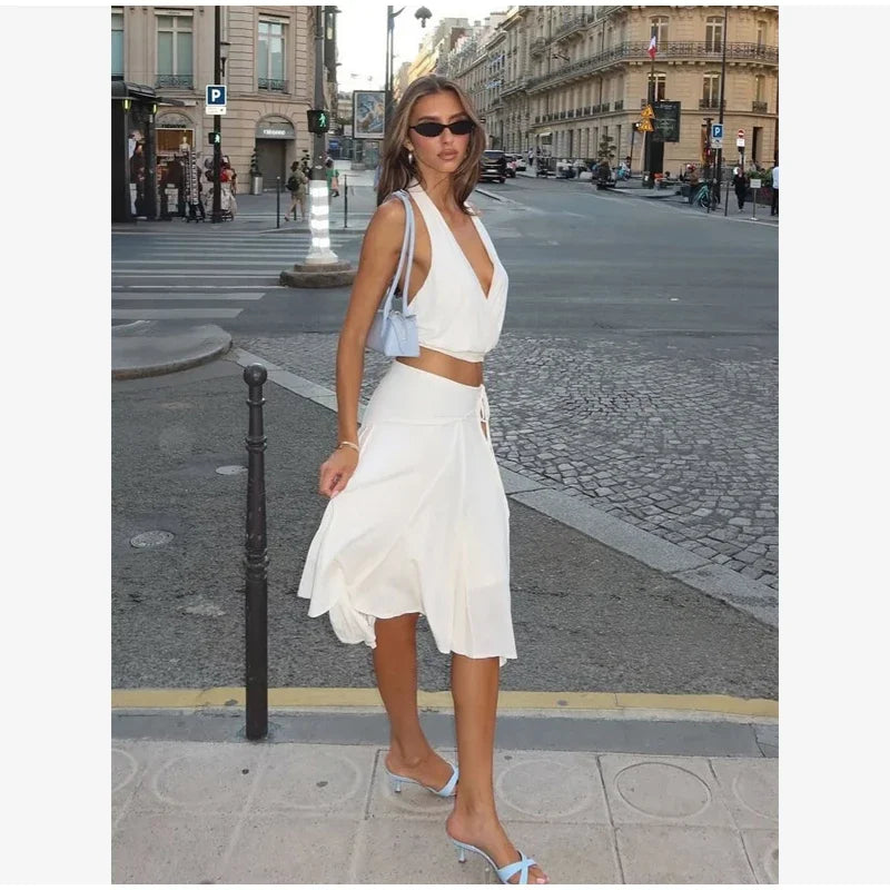 Elegant Asymmetrical A Line Midi Skirt High Waisted Pleated