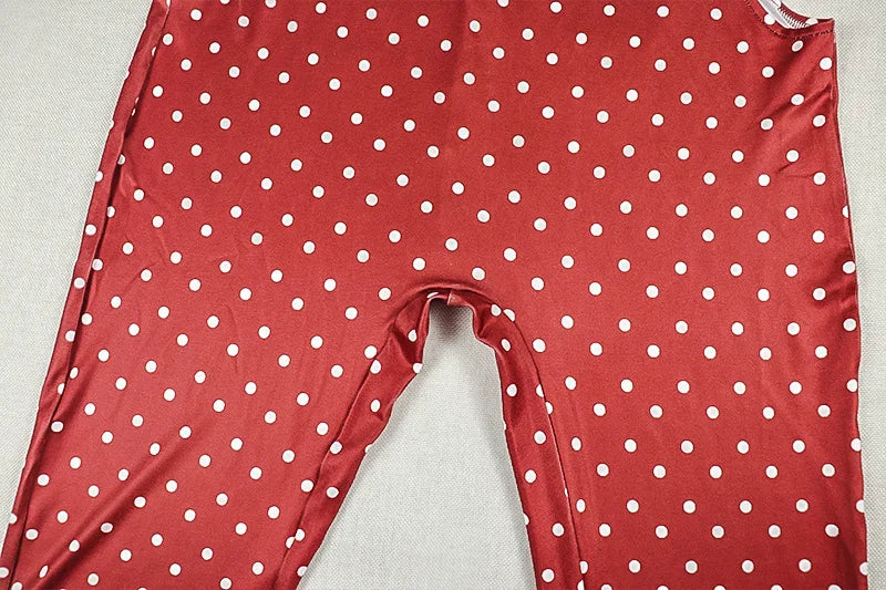 Red Polka Dot Halter Crop Top And Capri Set For Women