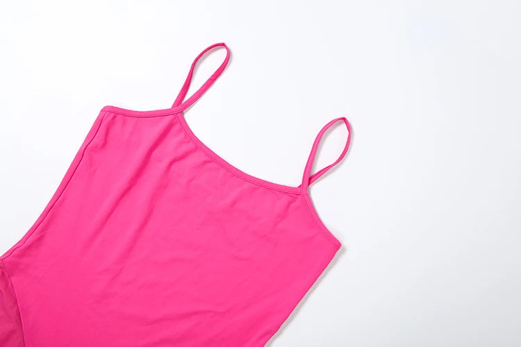 Slim Backless Playsuit With Low Neck High Waist Silhouette Ultra Stretch Sporty Romper