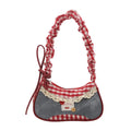 Lace Ribbon Tote With Stretchable Shoulder Strap Handbag