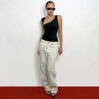 Irregular Neckline Sleeveless Tank Top For Women Slim Fit