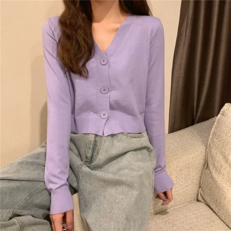 Cropped Knit Cardigan