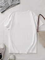 Graphic Tee With Lace Bralette Print Oversized Streetwear Top
