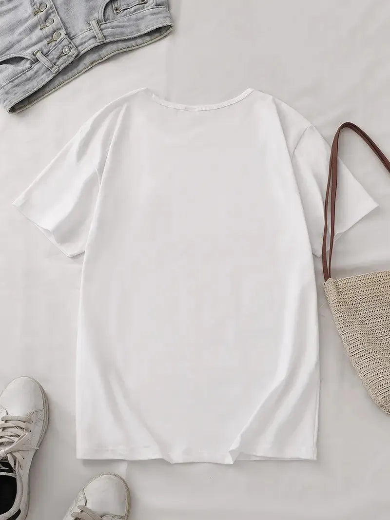 Graphic Tee With Lace Bralette Print Oversized Streetwear Top