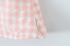 Women New Fashion Sweet Plaid Chic Lace Patchwork French Square Collar Backless Top