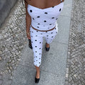 Polka Dot Set With Crop Cami Top And Slim Capri Trousers