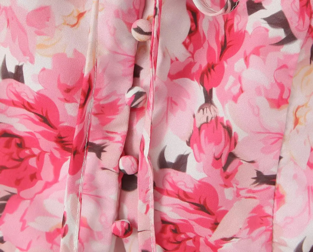 Boho Floral Print 2 Pieces Skirts Set Holiday Summer Women Sexy Backless Halter Top + Mini Skirt