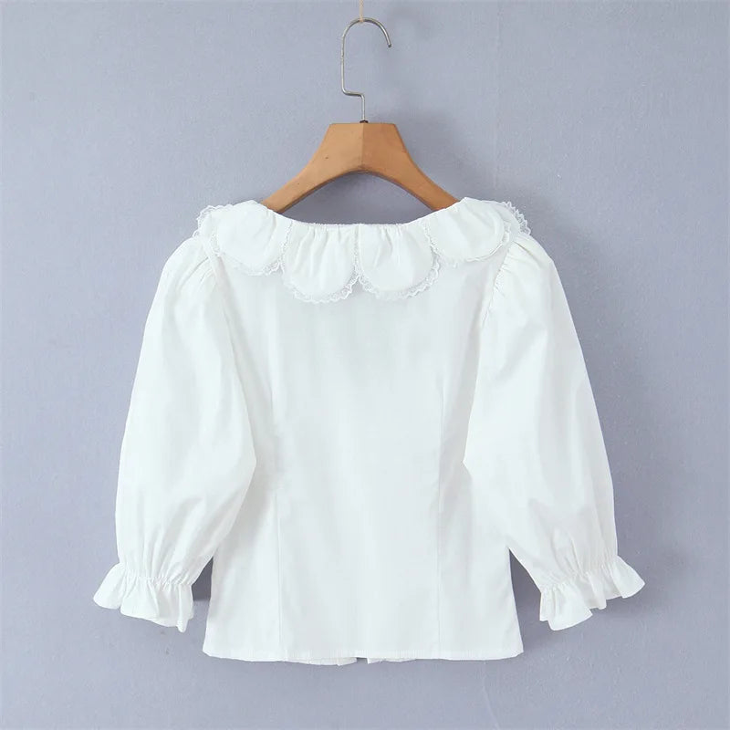 White Blouse With Peter Pan Collar Tie