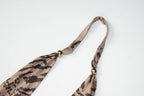 Tiger Print Halter Top Beachwear Set With Backless Detail And Lace Up Slim Fit Shorts