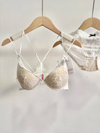 Lace Front Closure Lingerie Set For Women Wirefree Push Up Bra Delicate Straps Lightweight Comfort