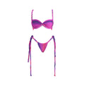 Three Piece Halter Bikini Set Purple Crochet Dress Swimsuit With Push Up Bandeau Beachwear