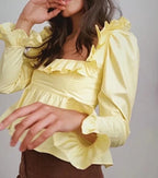 Soft Ruffle Blouse With Long Sleeves
