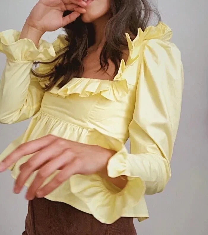 Soft Ruffle Blouse With Long Sleeves