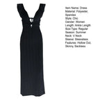 Knit Dress With Backless Hollow Out Lace Up Solid A Line Sleeveless