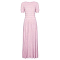 Knit Maxi Dress With Short Sleeve Hollow Detailing And Pleated Skirt