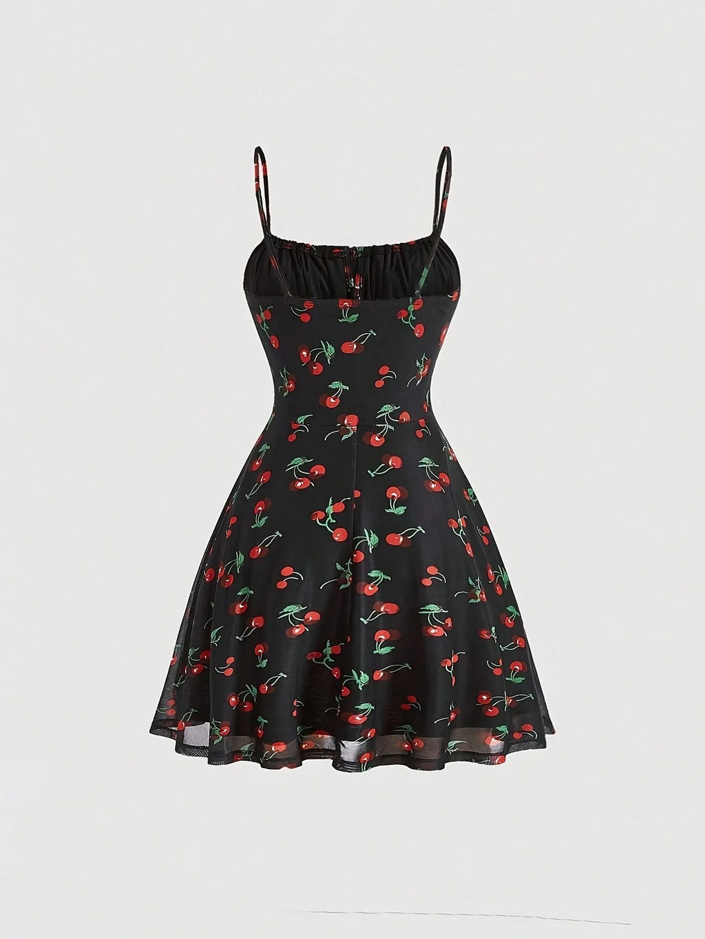 Cherry Print Vintage Summer Dress With A-Line Swing Sundress