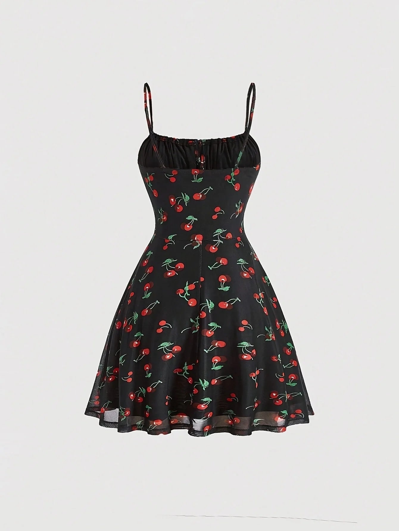 Cherry Print Vintage Summer Dress With A-Line Swing Sundress