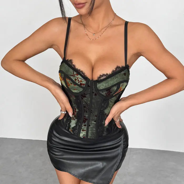 Vintage Lace Backless Corset Top With Fishbone Structure Shaping Bustier