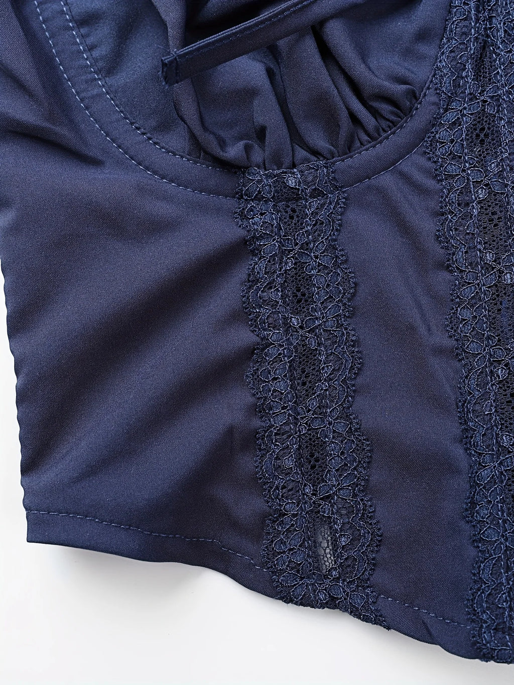 Royal Blue Lace Trim Corset Top With Steel Boning And Bow Shaped Double Shoulder Straps