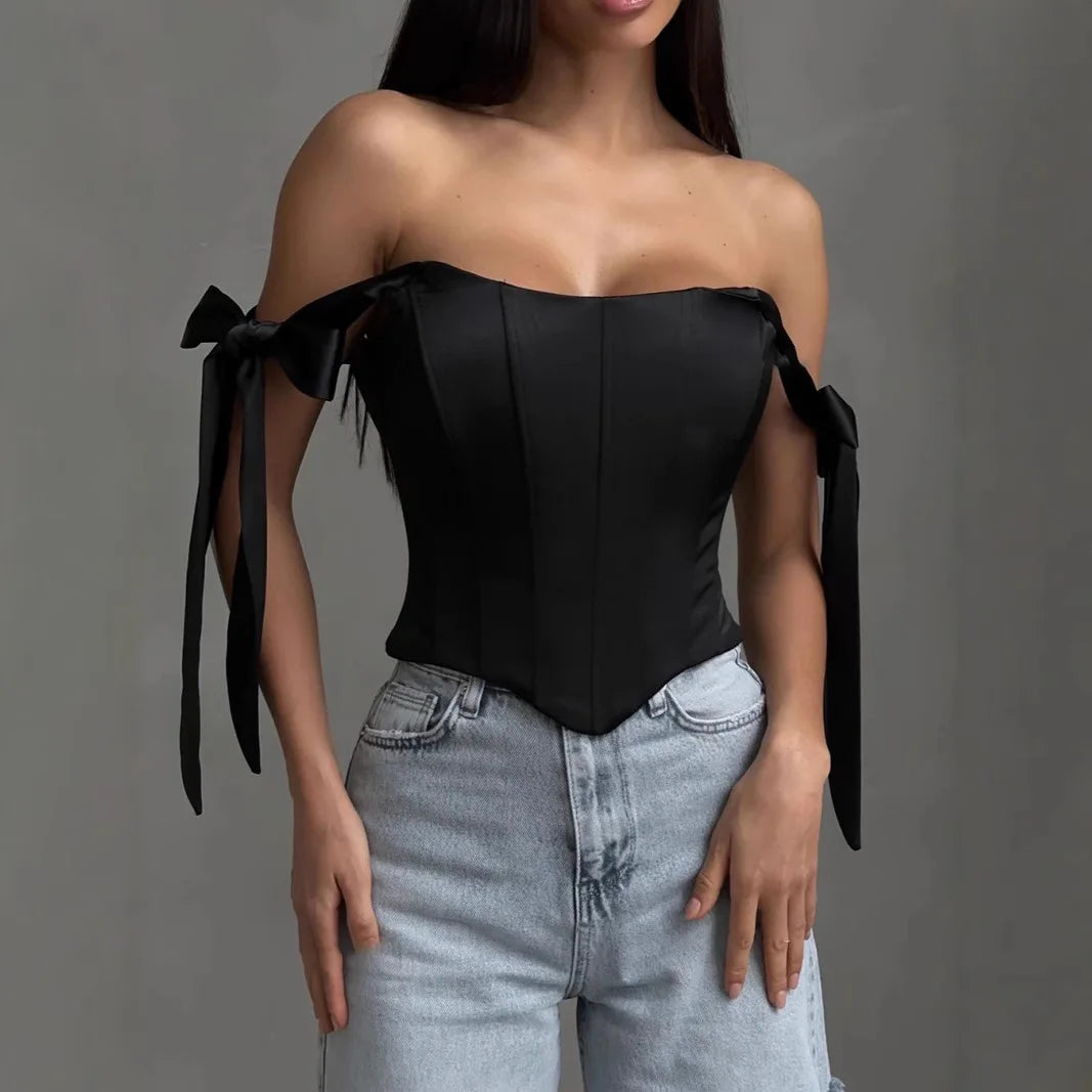 White Bandage Corset Top Bustier Women Sleeveless