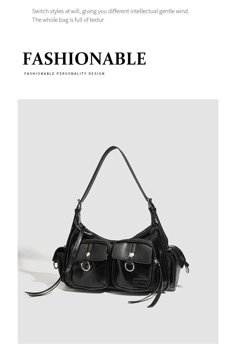 Urban Minimalist Women's Shoulder Bag in PU Leather With Zipper