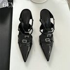 Sparkle Rhinestone Patent Leather Sandal With Thin Strap