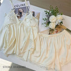 Sweet Bow Sexy Women's Lingerie 2PCS Pajamas Suit