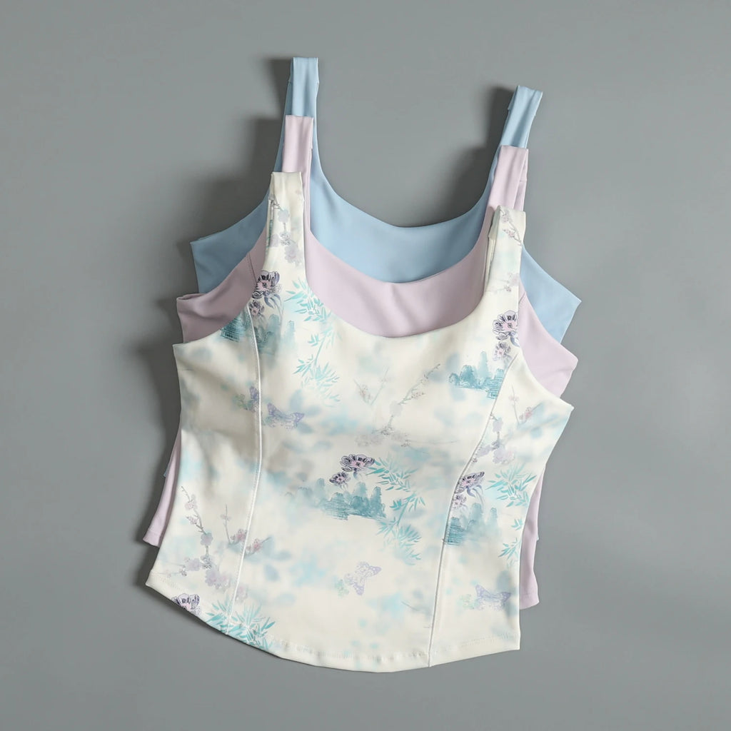 Activewear Set For Women With Chest Pad Vest And Skirt