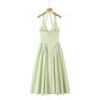Backless Halter Midi Dress For Women Elegant A Line