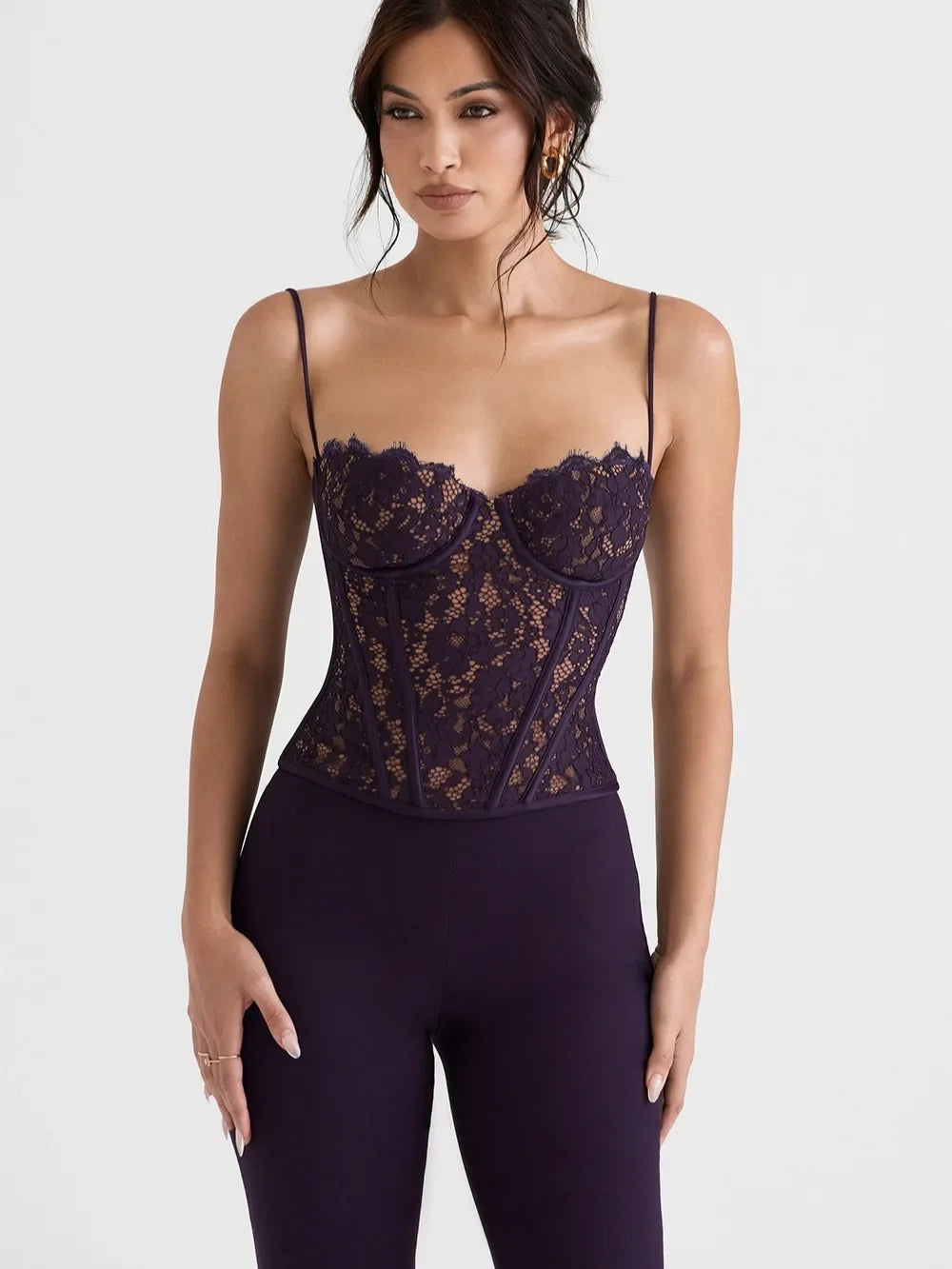 Women's Fashion Lace Spice Sling Vest Fishbone Top