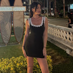 Black Glam Floral Backless Corset Slip Dress Sleeveless