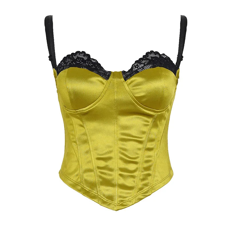 Chic Corset Style Mini Women Sexy Lace Trim Sleeveless Button Design Dress