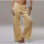 Sequined Solid Wide Leg Pants For Women With High Waist Loose Fit Trousers