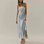 Elegant Lace Up Gauze Vest And Skirt Set