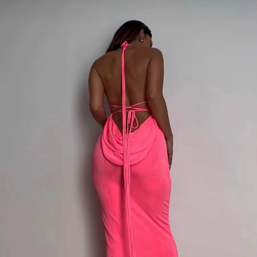 Backless Maxi Sundress With Spaghetti Straps