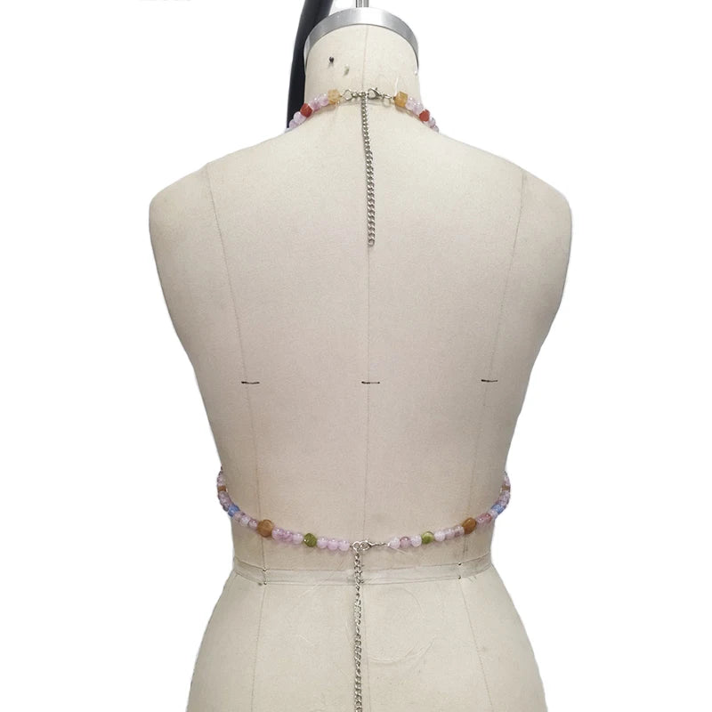 Enchanting Multicolor Beaded Crystal Fantasy Body Chain For Festival Wear And Nightlife Glow