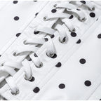 Chic Polka Dot Two Piece Set With Halter Lace Up Corset Top And Cropped Pants Y2K Inspired Outfit