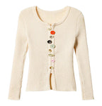 Apricot Knit Tee With Vintage Nineties Aesthetic Long Sleeve Striped Top For Cozy Layering
